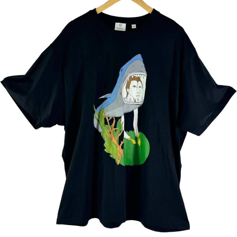 BURBERRY Black Cotton Marine Sketch Men's Oversized T-Shirt Portugal "3XL"